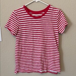 Red & White Striped Crewneck Tee